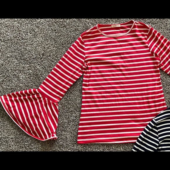 Two bell sleeve stripped long sleeve shirts - Picture 2 of 3